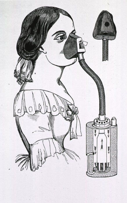 Chloroform inhaler, 1858, was created by Dr John Snow for use on women in labour